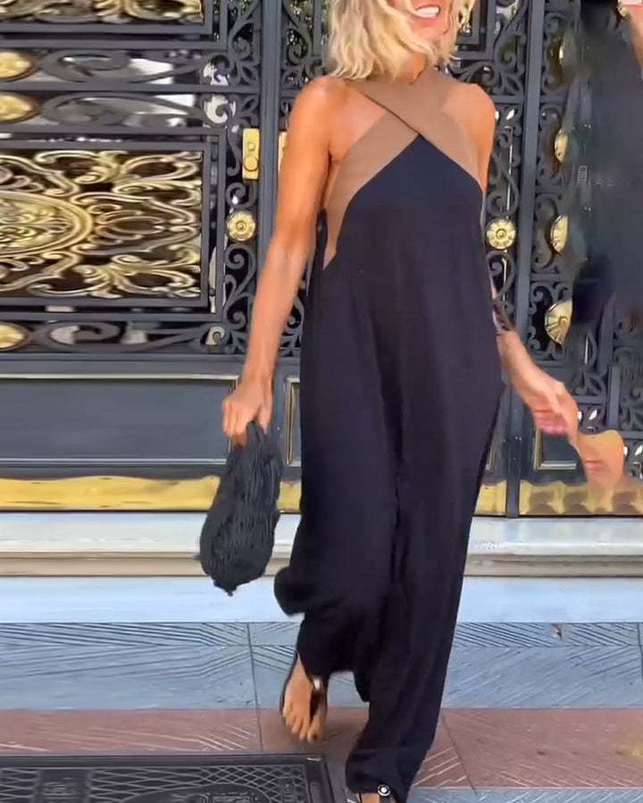 Catriona | Women's Crossover Halter Maxi Dress