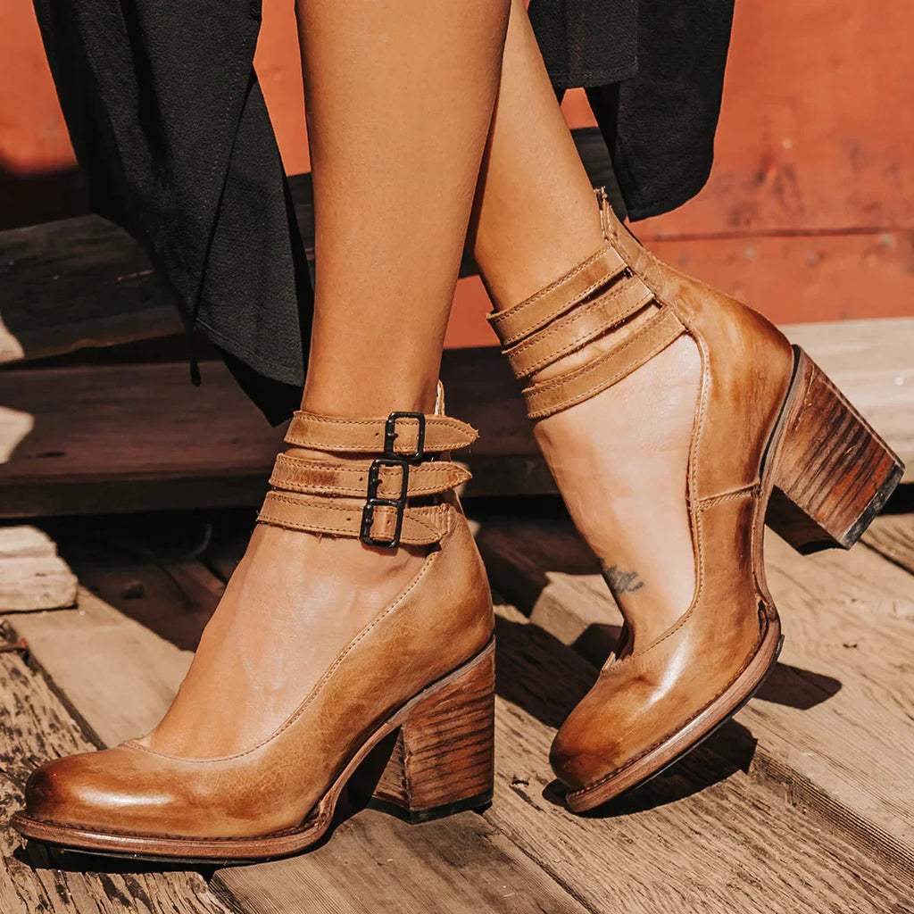 Driselle | Women's Strap Detail Block Heel Pumps