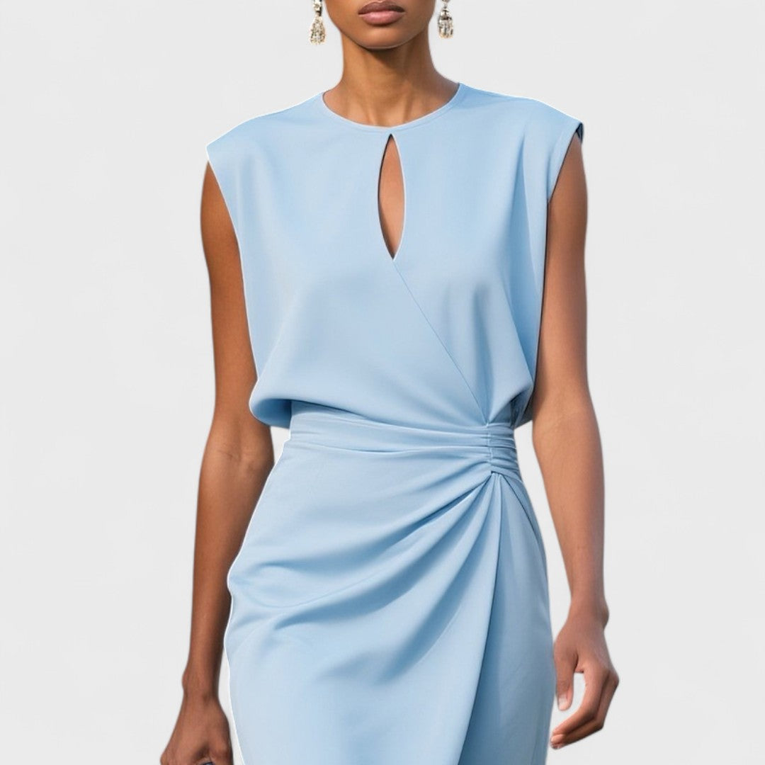 Ulyana | Women's Elegant Keyhole Ruched Midi Dress