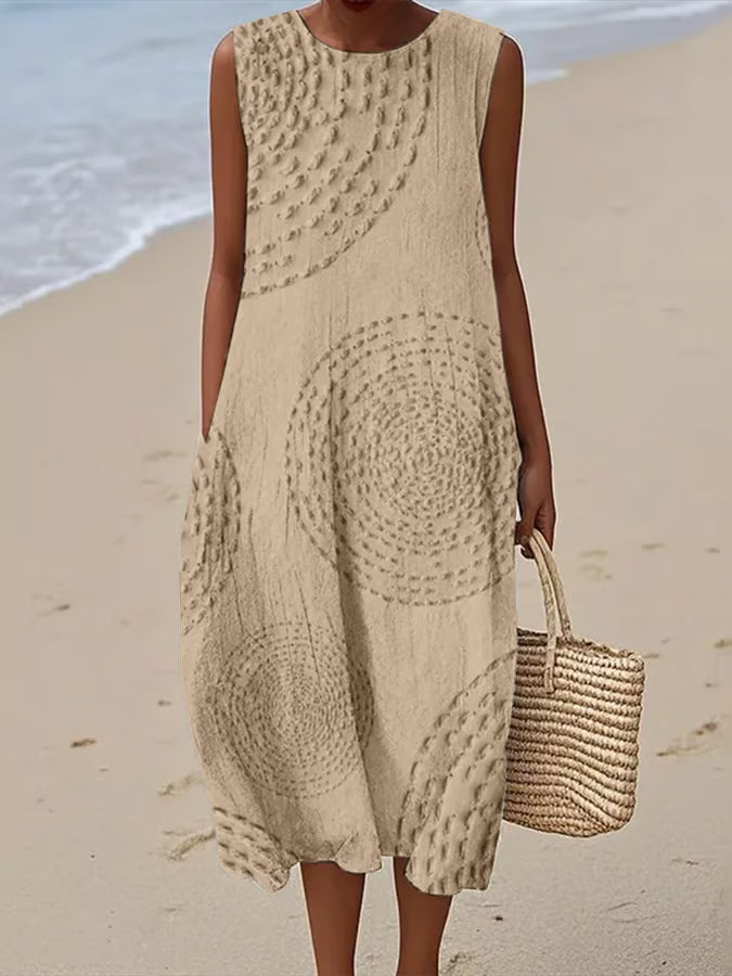 Zephyrine | Women's Casual Circle-Texture Maxi Beach Dress
