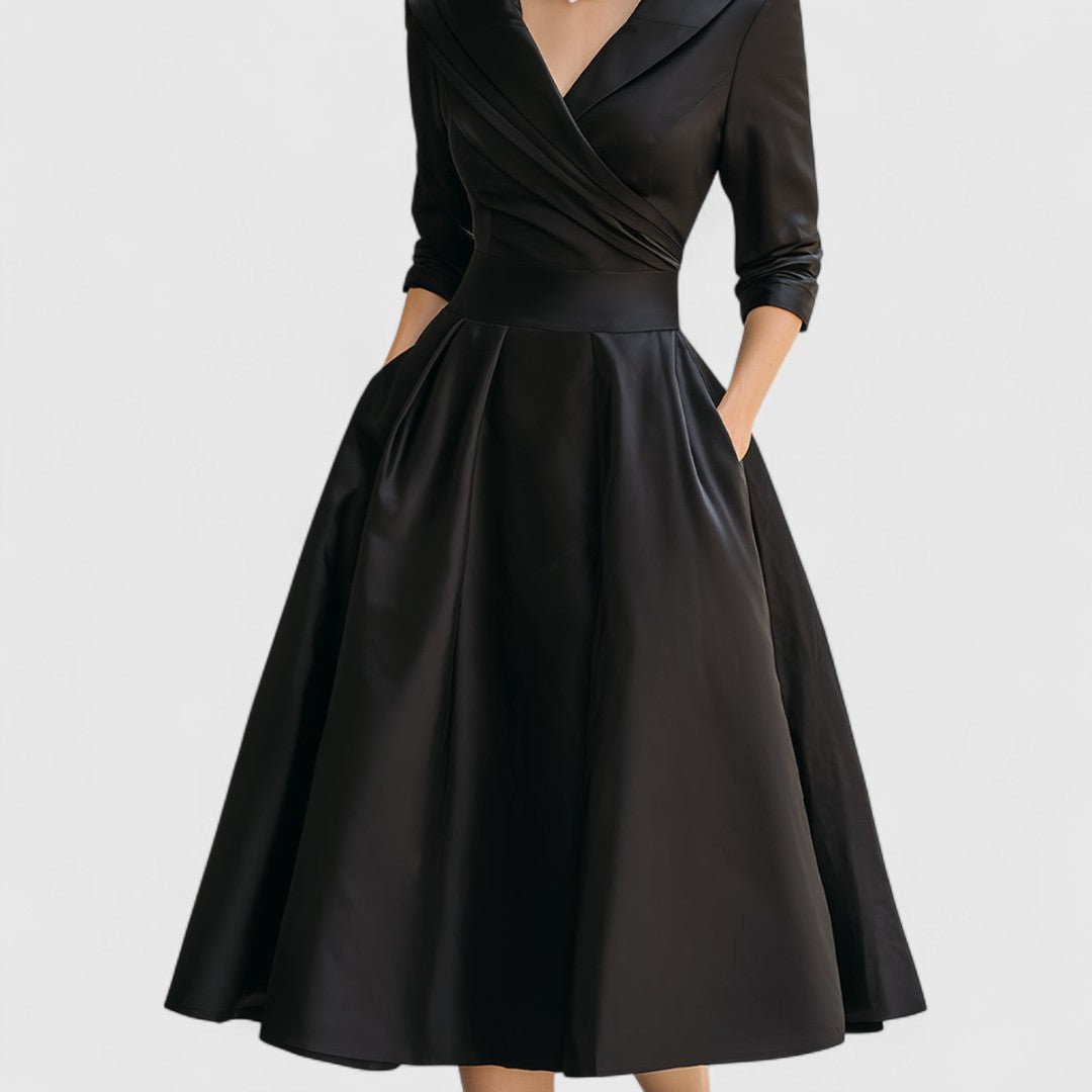 Zaphielle | Women's Elegant V-Neck Midi Dress
