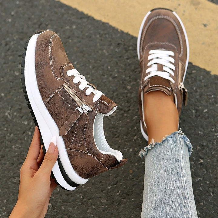 Azmira | Women's Side Zip Lace-Up Orthopedic Sneakers