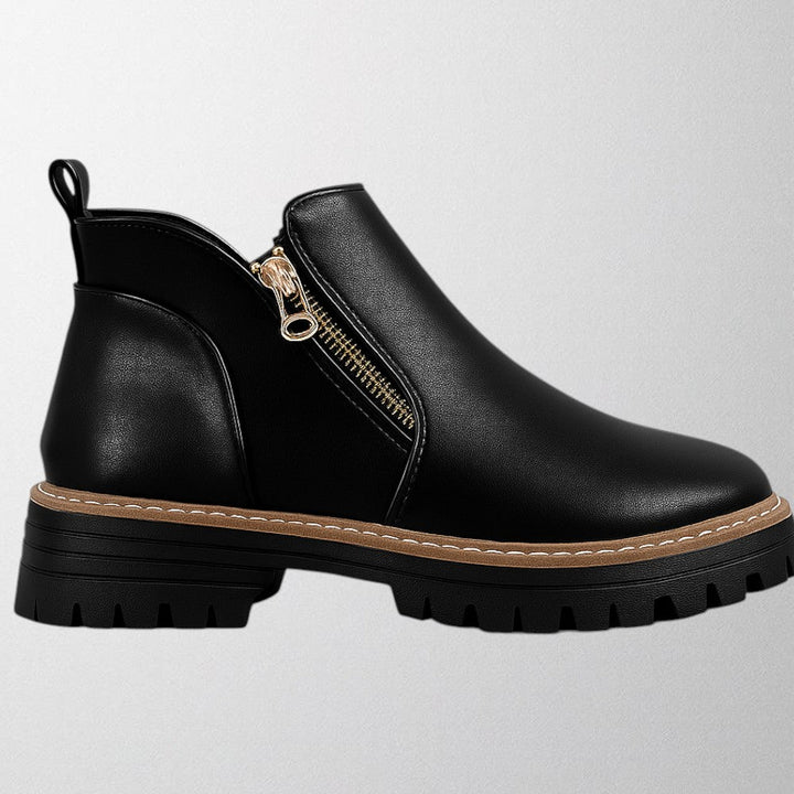 Isadora | Women's Gold-Zip Lug-Sole Ankle Boots