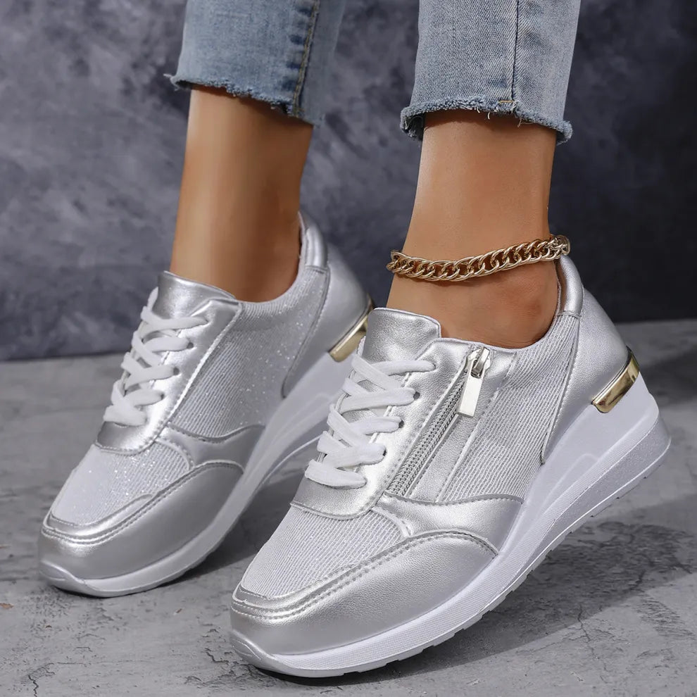 Sorellea | Women's Side Zip Wedge Orthopedic Sneakers