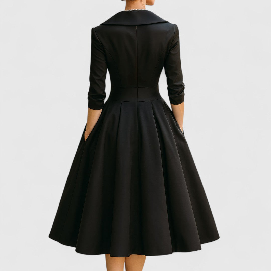 Zaphielle | Women's Elegant V-Neck Midi Dress