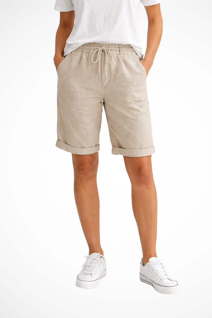 Ardynne | Women's Drawstring Cuffed Linen Shorts