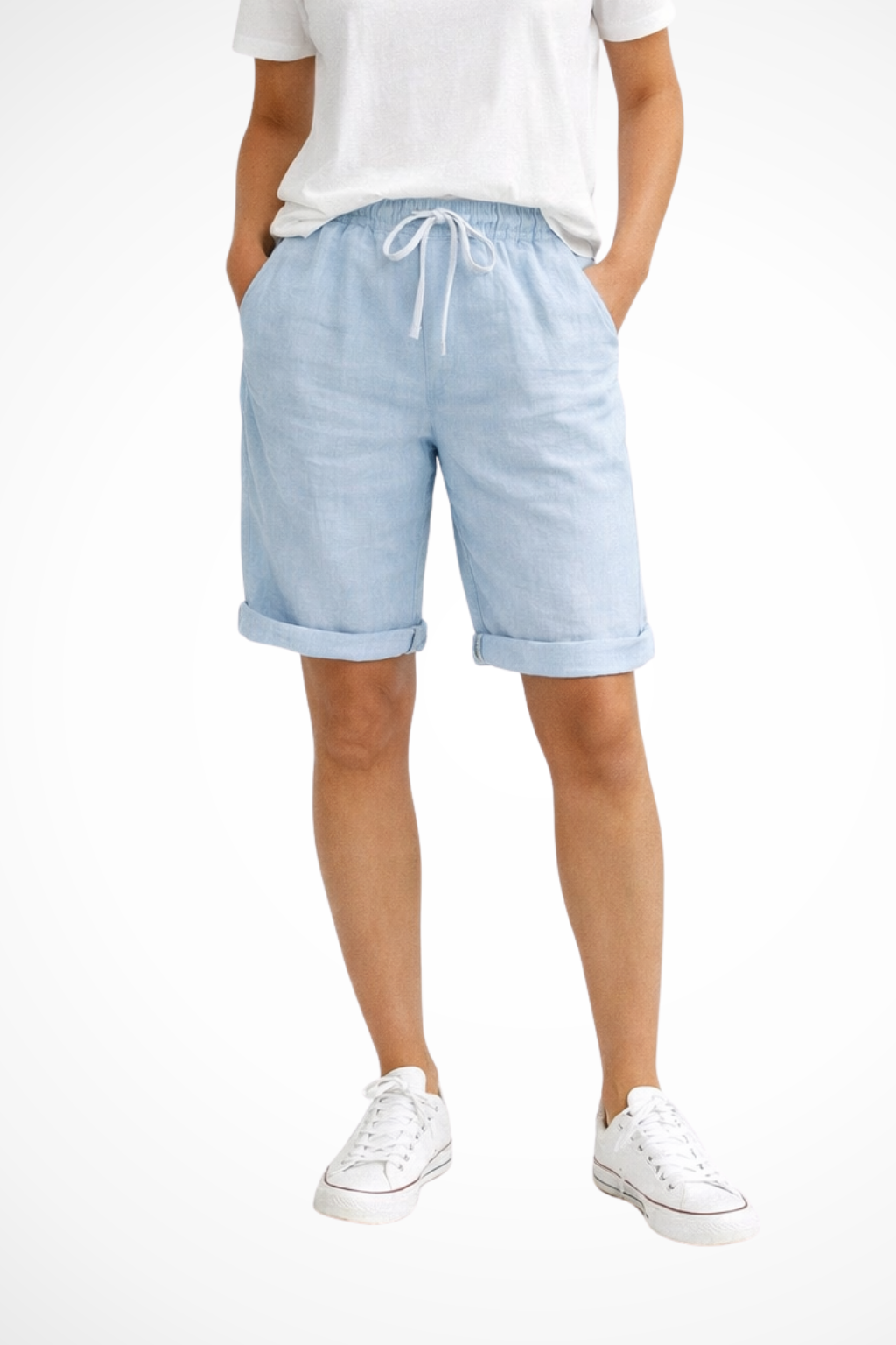 Ardynne | Women's Drawstring Cuffed Linen Shorts
