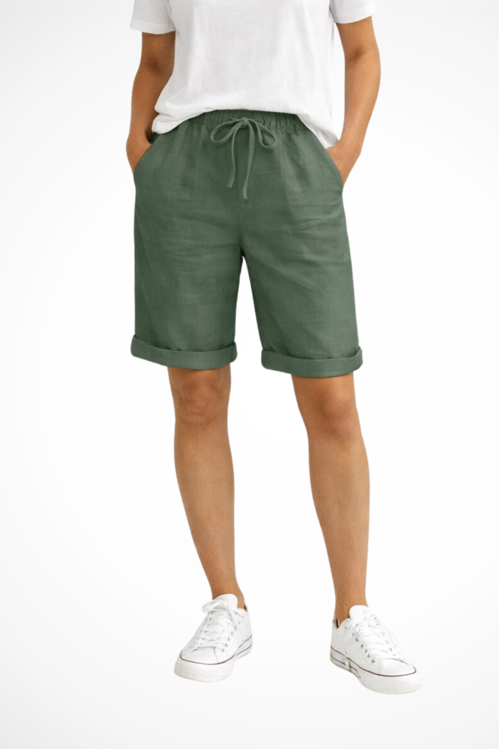 Ardynne | Women's Drawstring Cuffed Linen Shorts