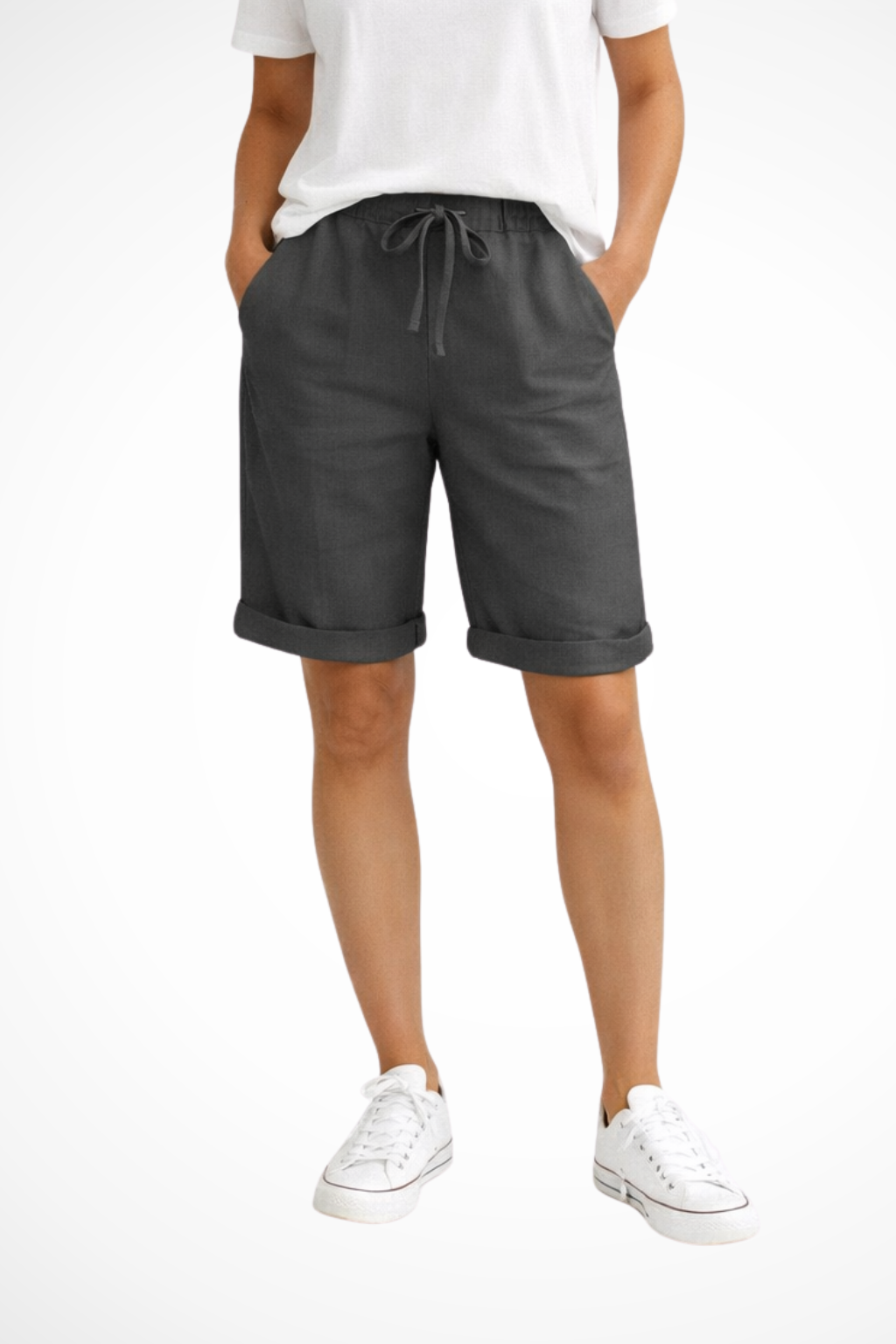 Ardynne | Women's Drawstring Cuffed Linen Shorts