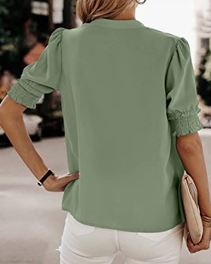 Narcissa | Women's Chic V-Neck Puff Sleeve Blouse
