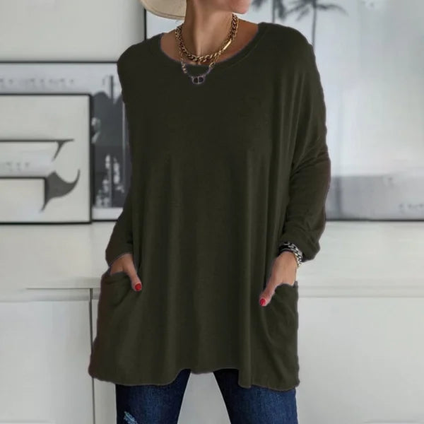 Arisellea | Women's Relaxed Fit V-Neck Long Sleeve Top