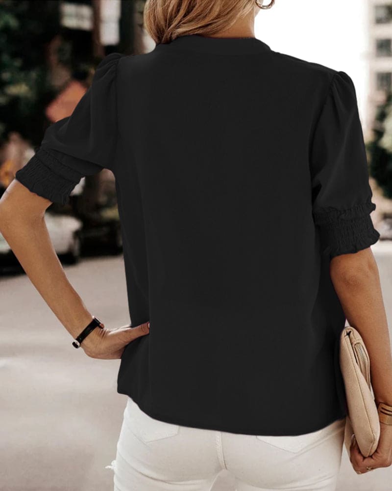 Narcissa | Women's Chic V-Neck Puff Sleeve Blouse