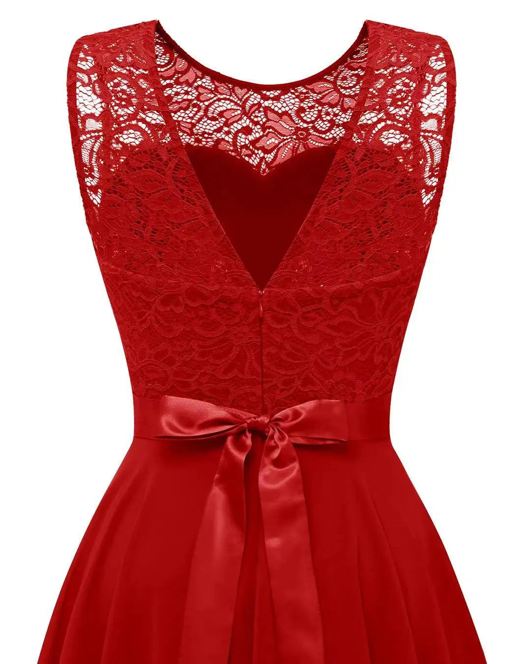 Quistra | Women's Lace Bodice High Low Chiffon Wedding Guest Dress