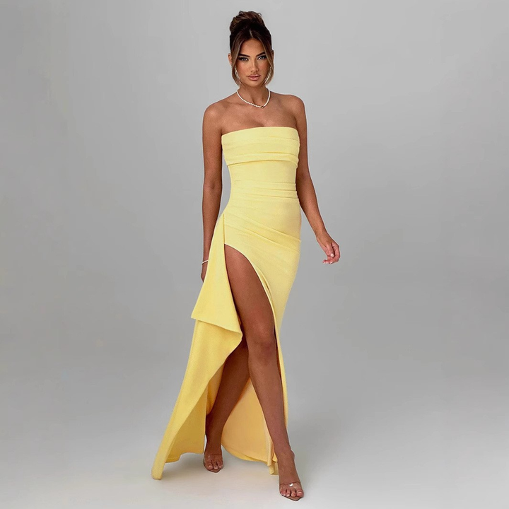Agatha | Women's Elegant Strapless High Slit Maxi Dress