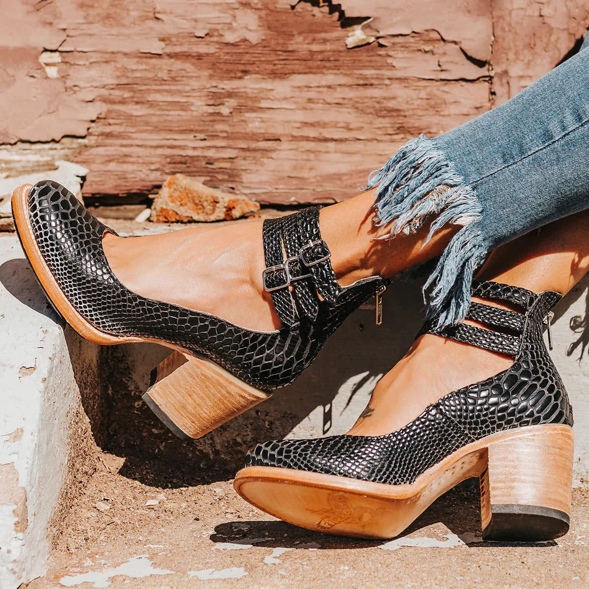 Driselle | Women's Strap Detail Block Heel Pumps
