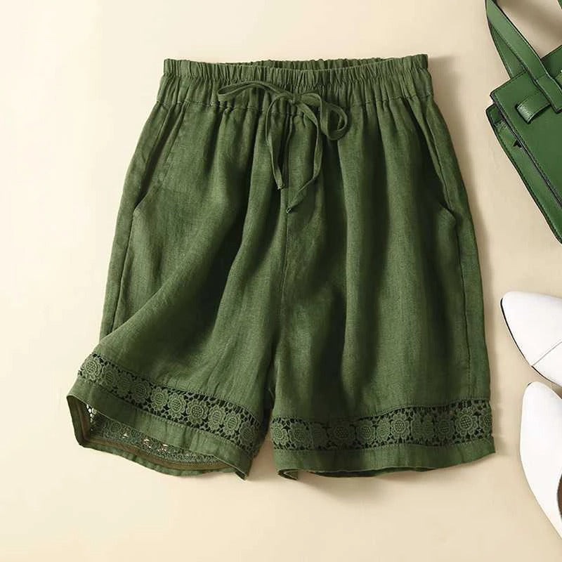 Blythe | Women's Casual Lace-Hem Drawstring Shorts