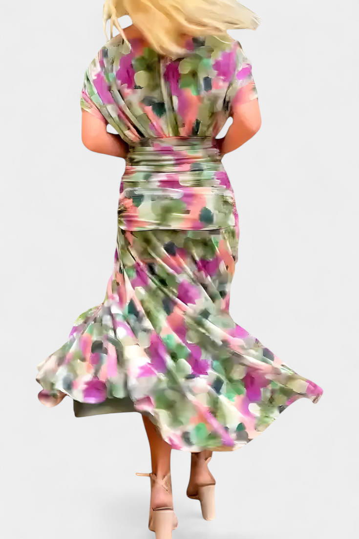 Calirae | Women's Floral V-Neck Midi Dress