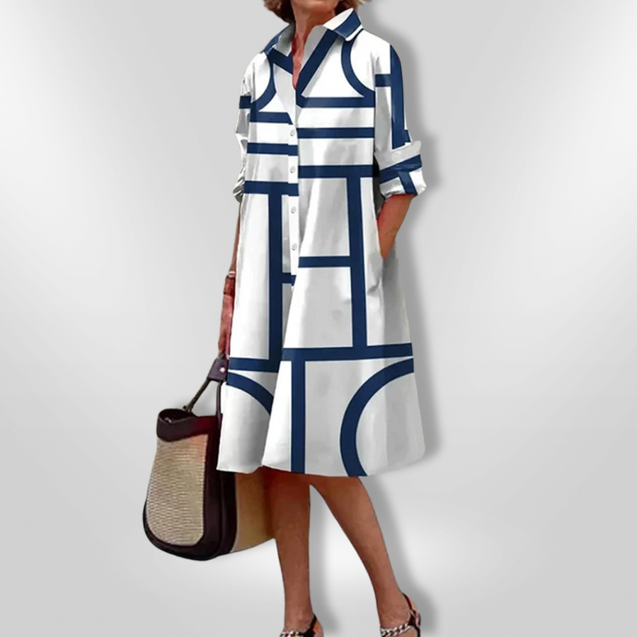 Marisol | Women's Graphic Print Pocketed Midi Dress