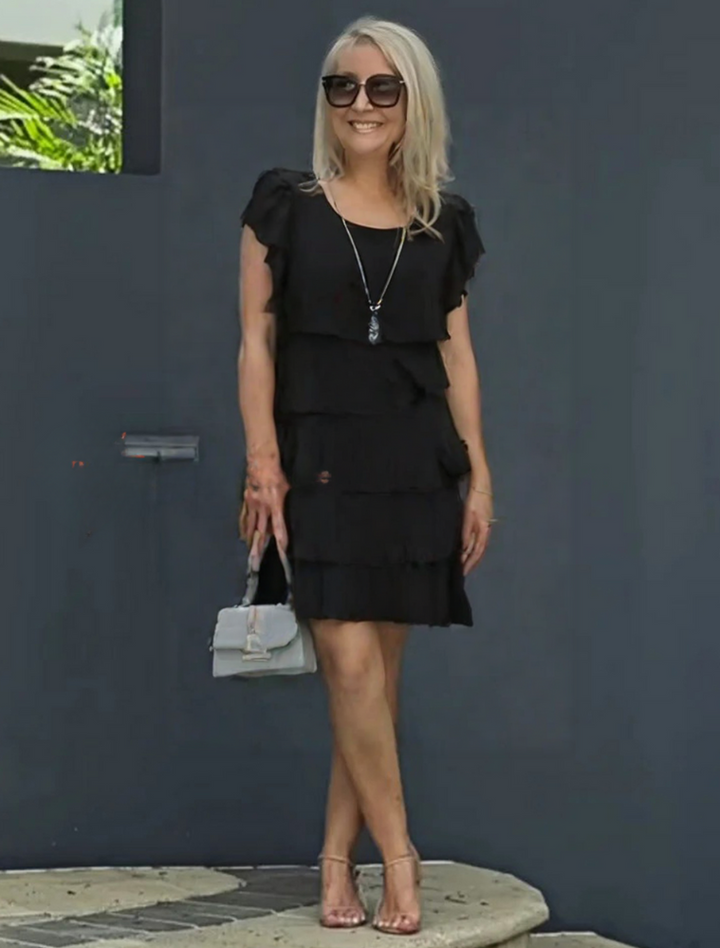 Zelmira | Women's Layered Short Sleeve Midi Dress