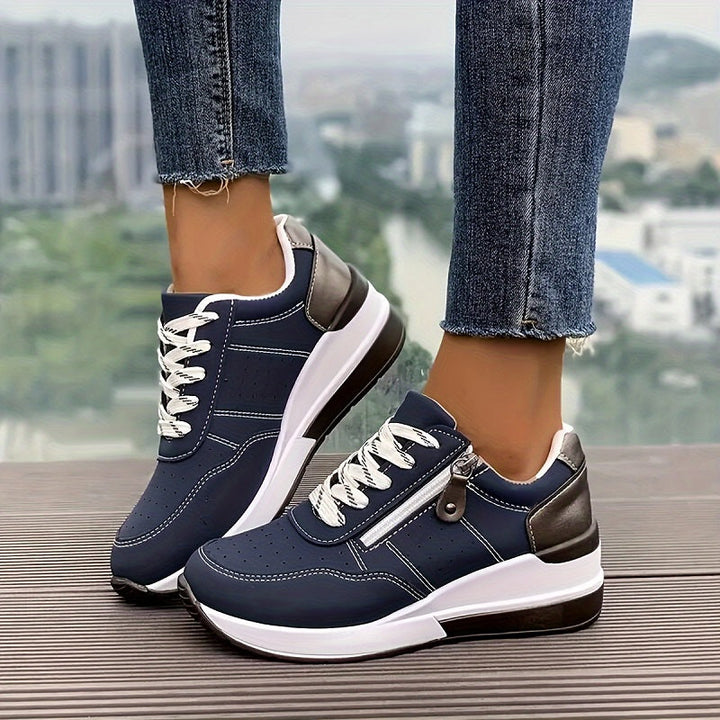 Orlaya | Women's Contrast Panel Side Zip Orthopedic Sneakers