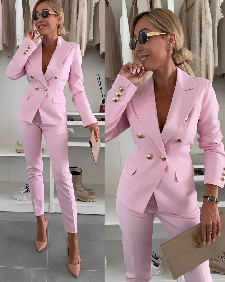 Zelkaia | Women's Double Breasted Blazer & Trouser Suit Set