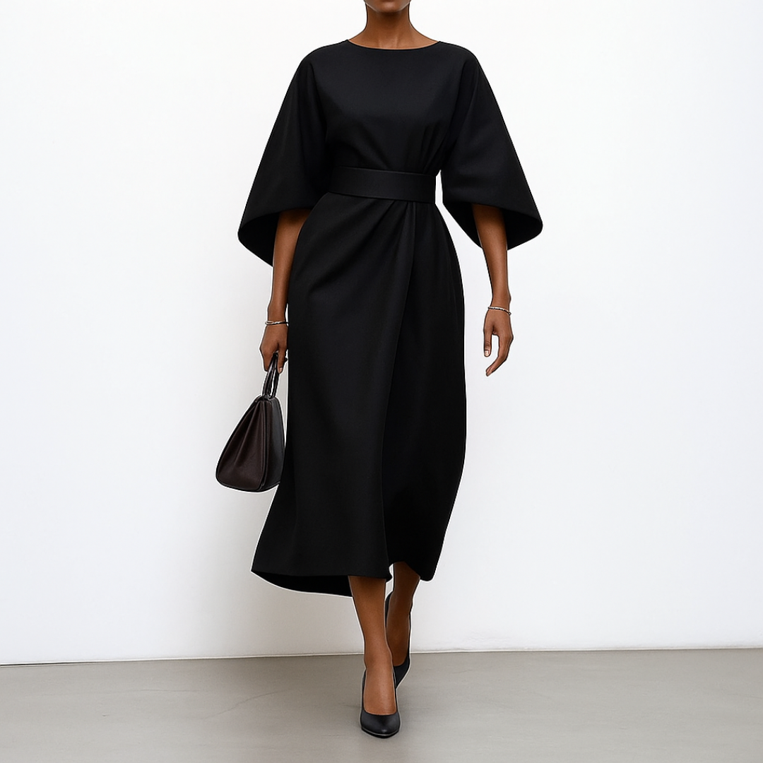 Myrissea | Women's Batwing Sleeve Twist Waist Midi Dress