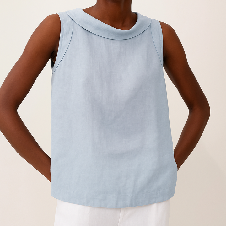 Elka | Women's Sleeveless Roll Collar Top