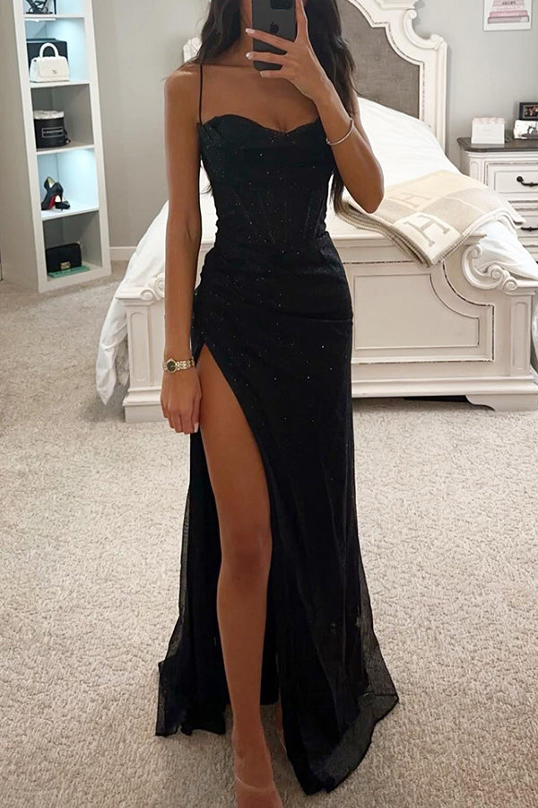 Virex | Women's Elegant Strapless Slit Maxi Dress