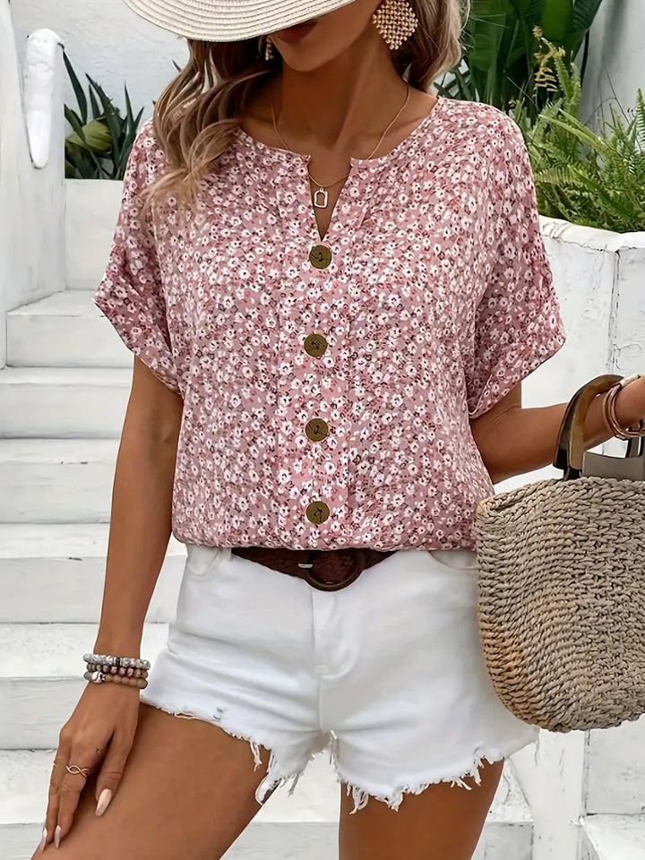 Vaelora | Women's Floral Button Front Summer Blouse
