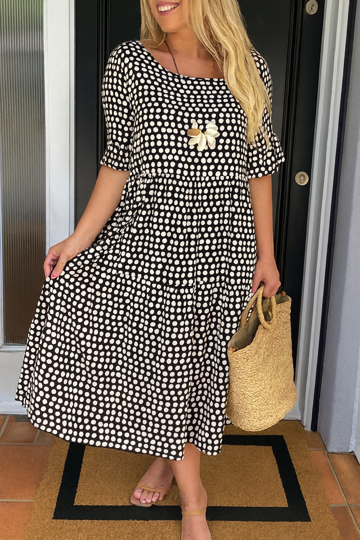 Norellea | Women's Polka Dot Short Sleeve Midi Dress