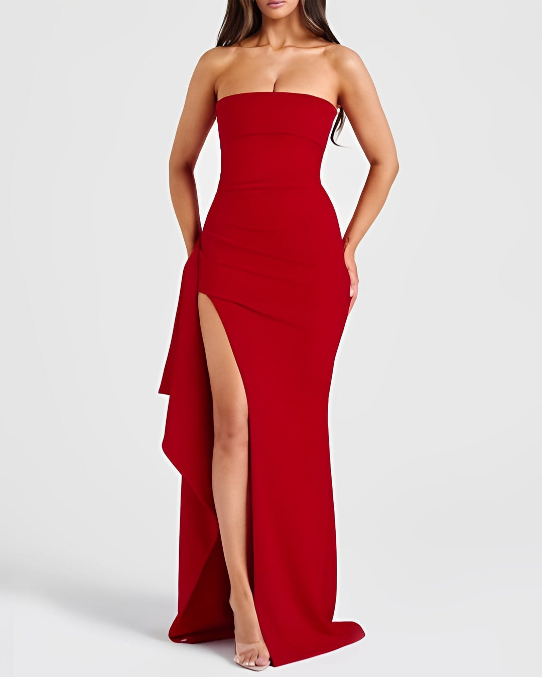Agatha | Women's Elegant Strapless High Slit Maxi Dress