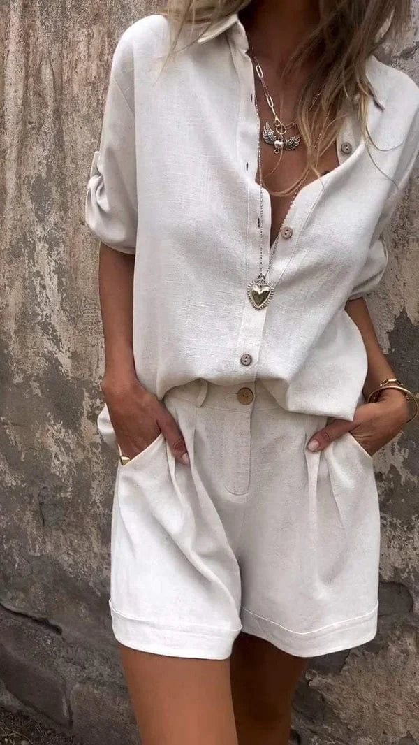 Zola | Women's Casual Button-Up Shorts Set