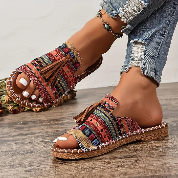 Fionnuala | Women's Boho Tassel Slide Sandals