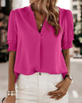 Narcissa | Women's Chic V-Neck Puff Sleeve Blouse