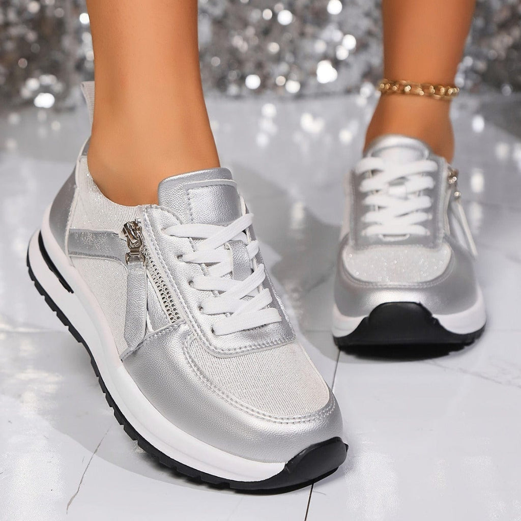 Azmira | Women's Side Zip Lace-Up Sneakers
