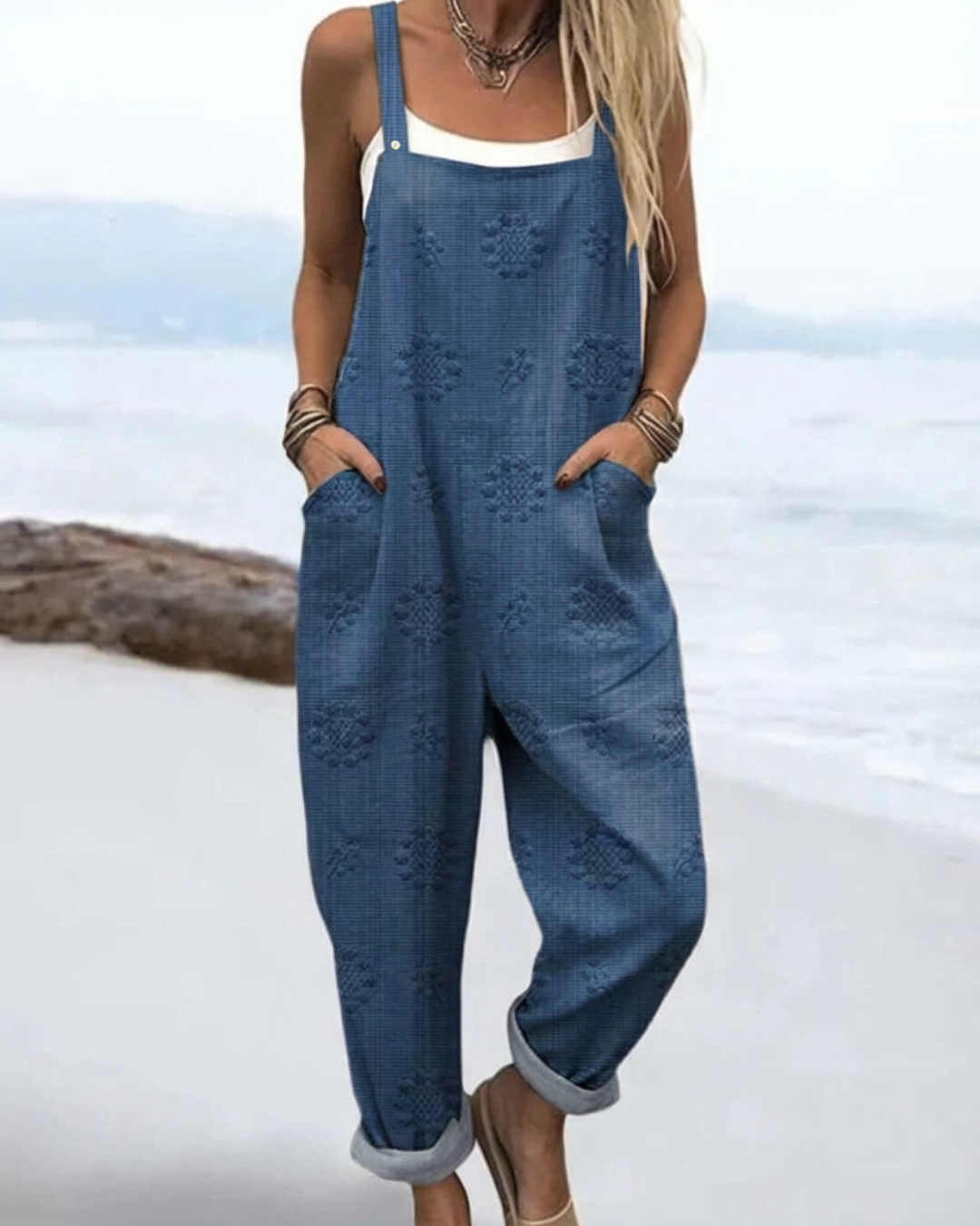Rowena | Women's Casual Floral-Print Slouchy Dungaree