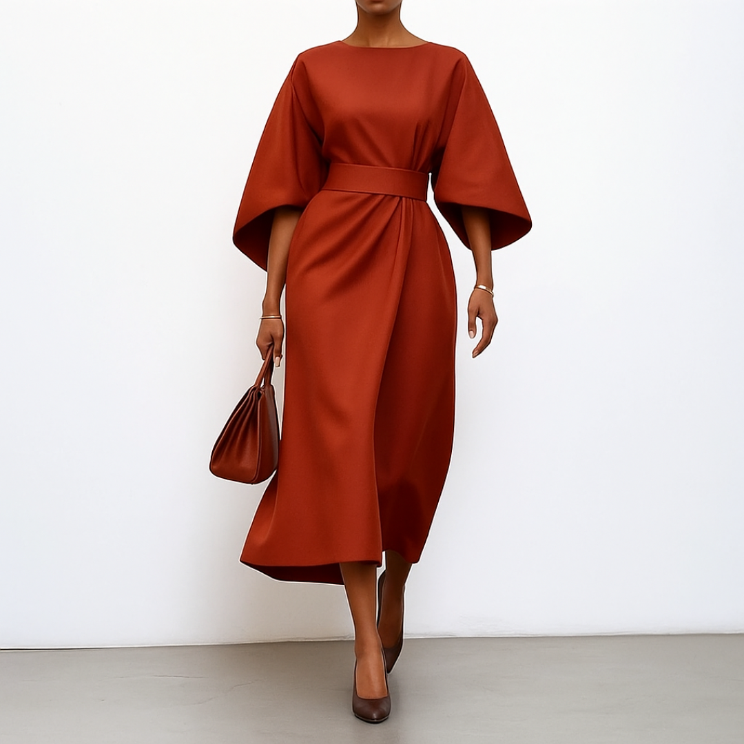 Myrissea | Women's Batwing Sleeve Twist Waist Midi Dress