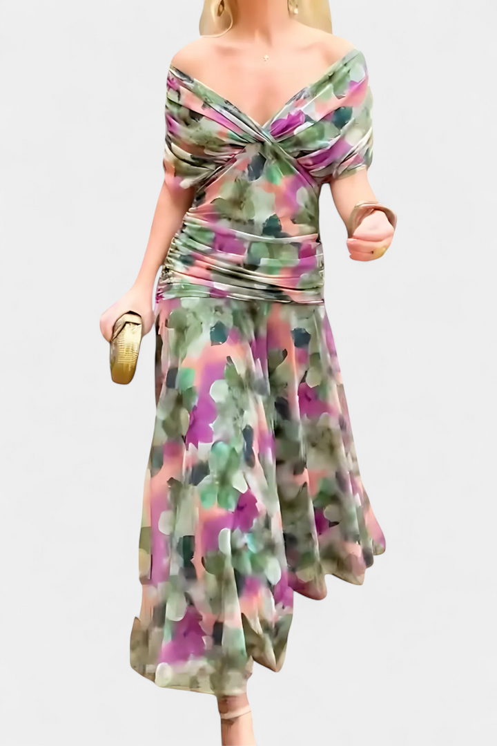 Calirae | Women's Floral V-Neck Midi Dress