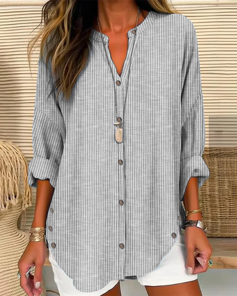 Nyxara | Women's Striped Button Summer Blouse