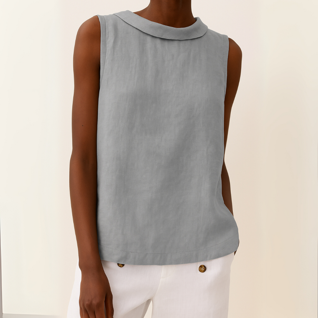 Elka | Women's Sleeveless Roll Collar Top