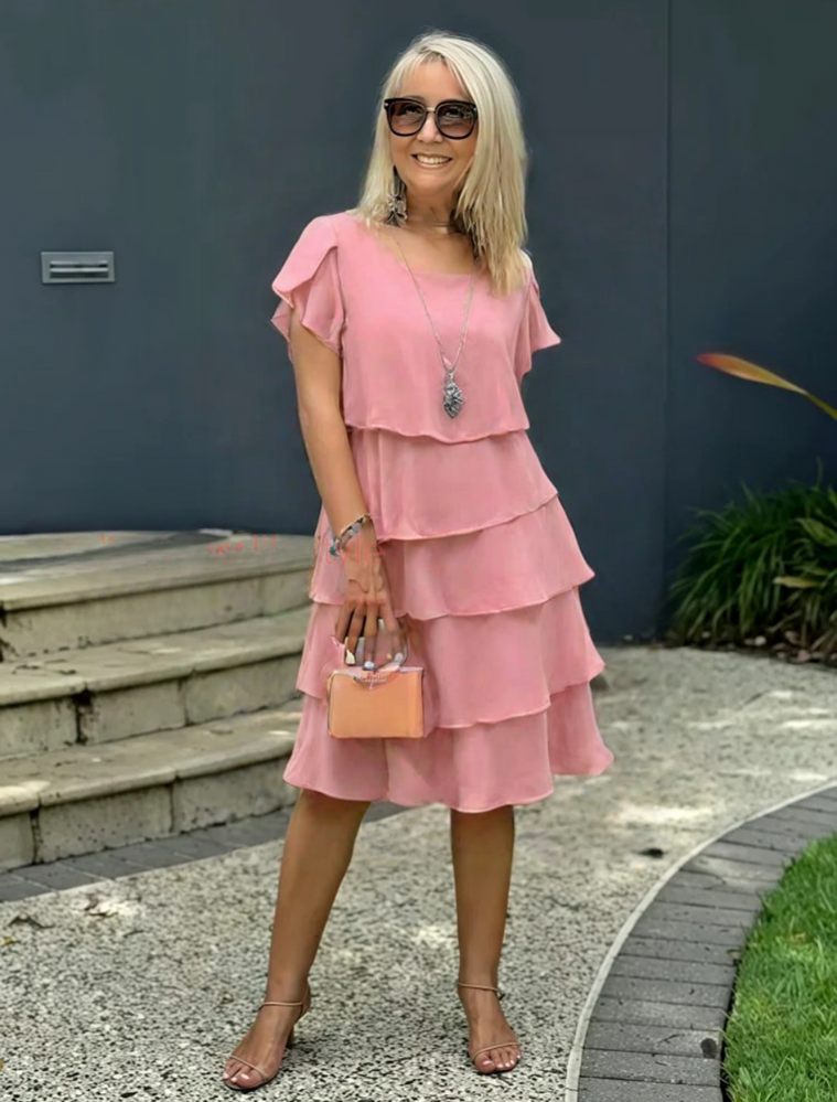 Zelmira | Women's Layered Short Sleeve Midi Dress