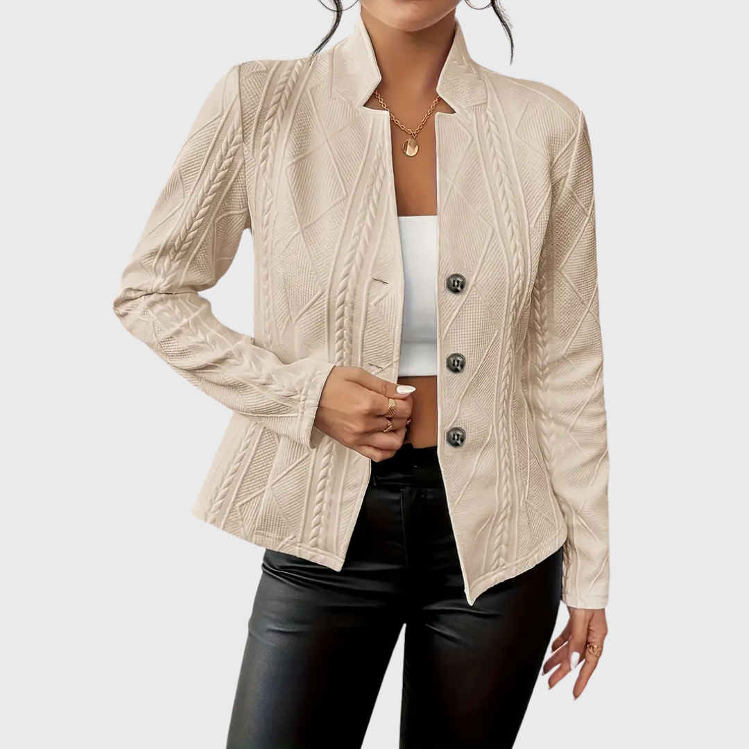 Xavirae | Women's Cable Knit Textured Button-Up Blazer