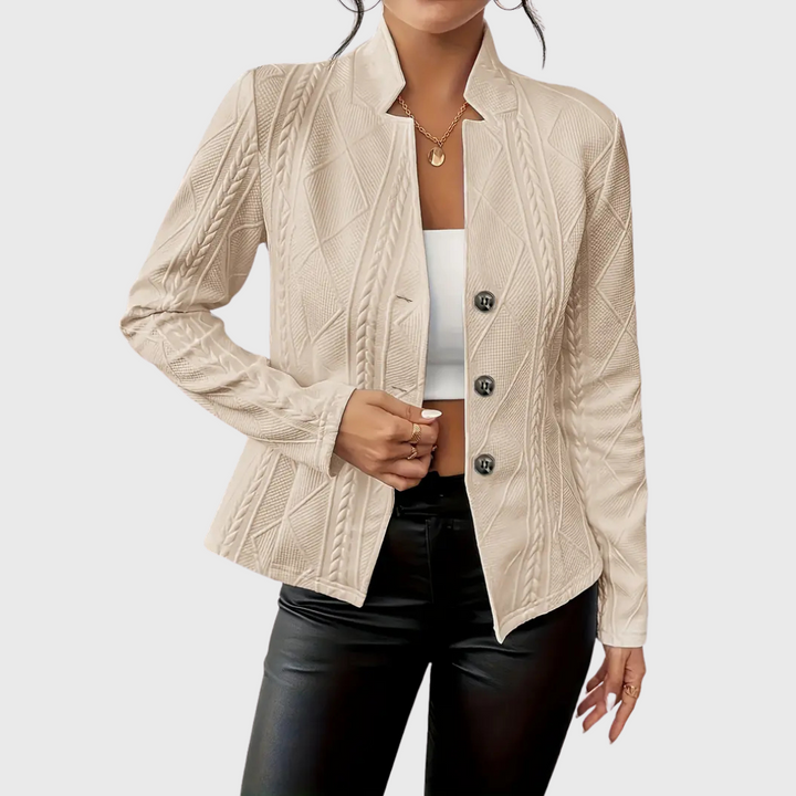 Xavirae | Women's Cable Knit Textured Button-Up Blazer