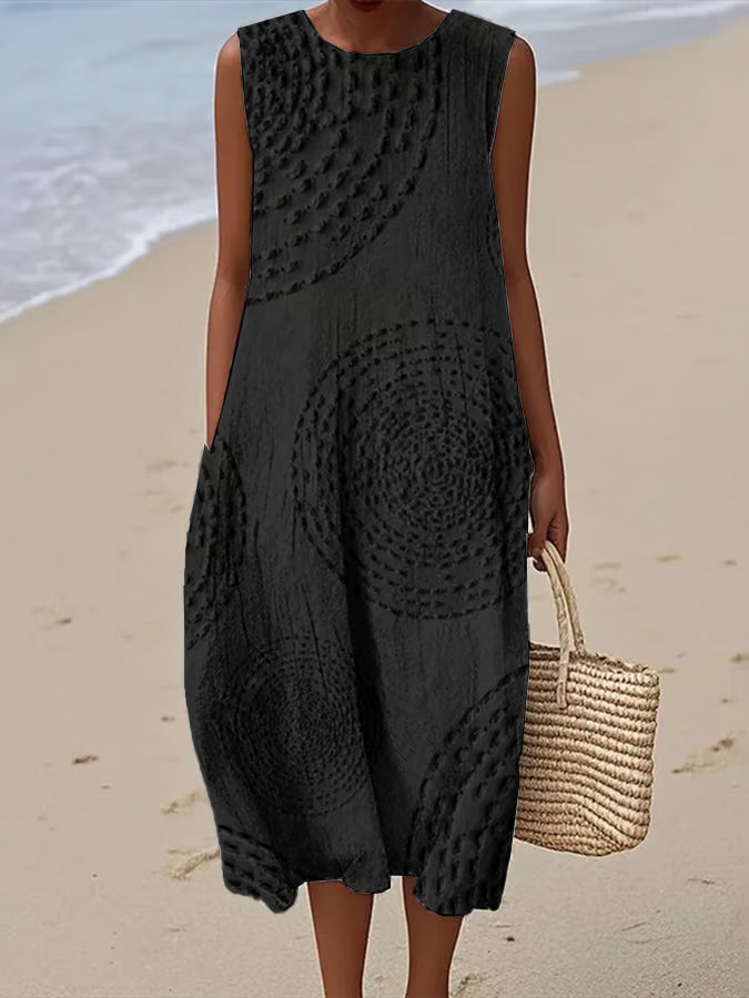 Zephyrine | Women's Casual Circle-Texture Maxi Beach Dress