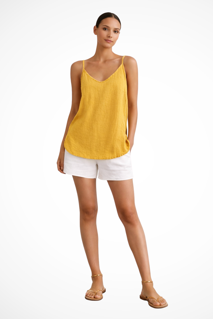 Kaelithra | Women's Spaghetti Strap V-Neck Linen Top