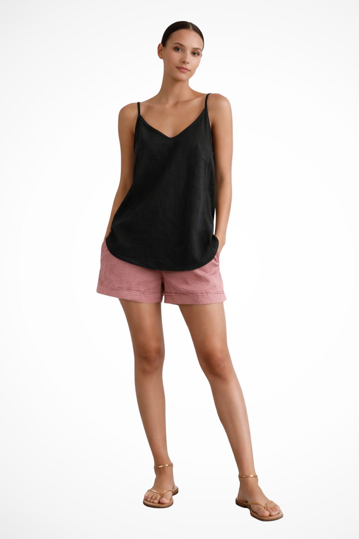 Kaelithra | Women's Spaghetti Strap V-Neck Linen Top