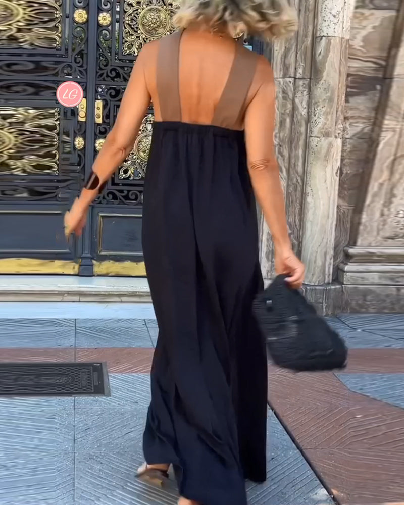 Catriona | Women's Crossover Halter Maxi Dress
