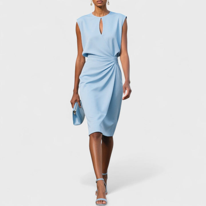 Ulyana | Women's Elegant Keyhole Ruched Midi Dress