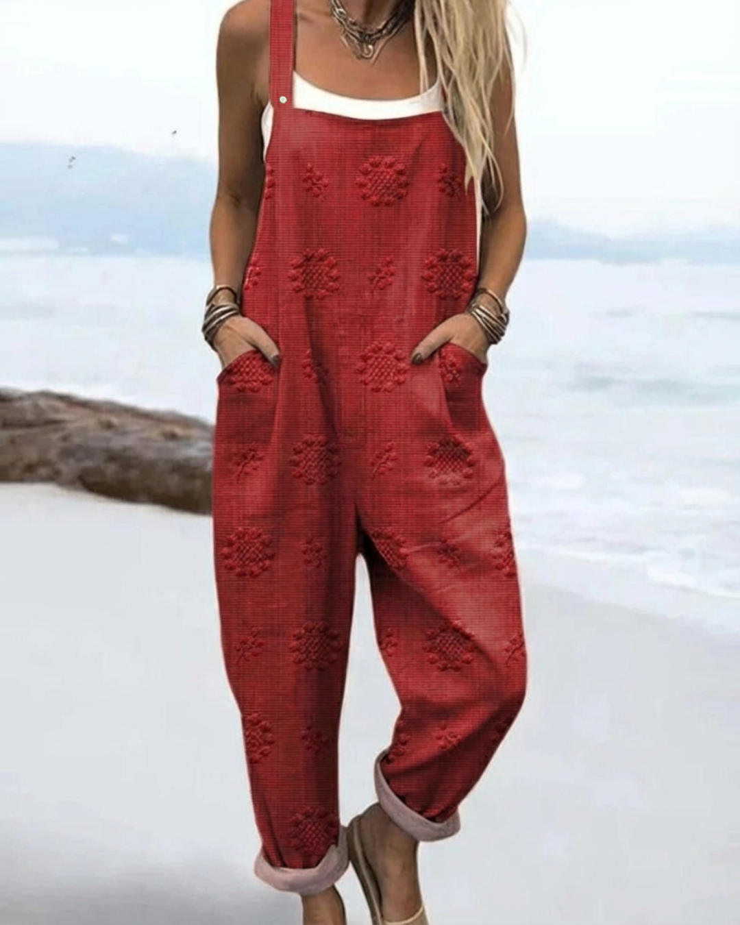 Rowena | Women's Casual Floral-Print Slouchy Dungaree