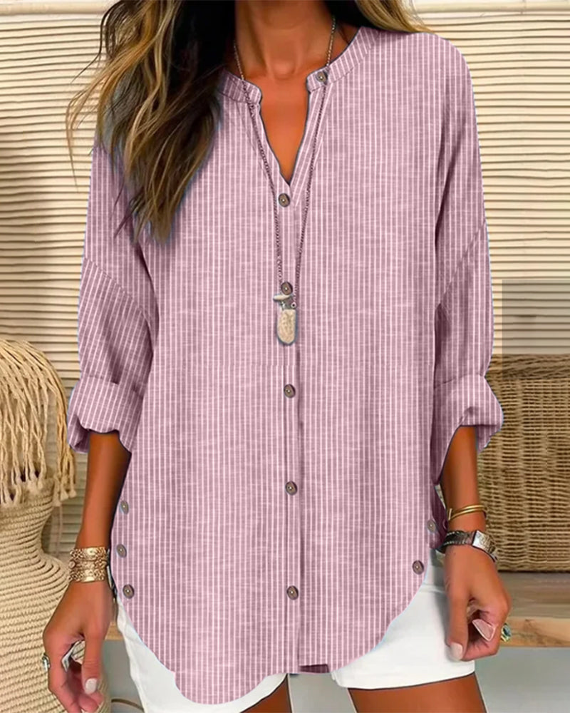 Nyxara | Women's Striped Button Summer Blouse